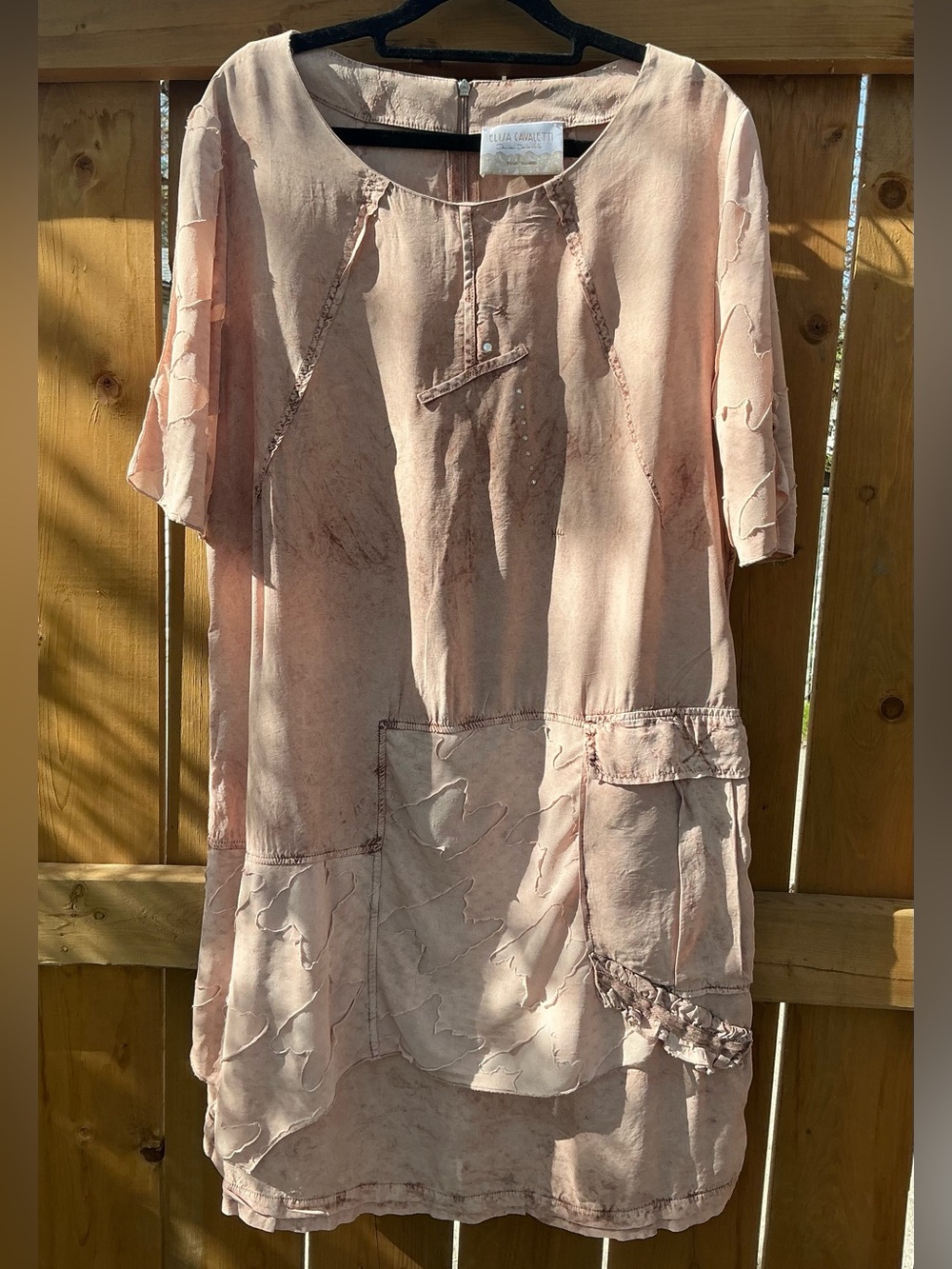 Elisa Cavaletti Italian Artisan Dress – Romantic Blush Boho Tunic - Size L